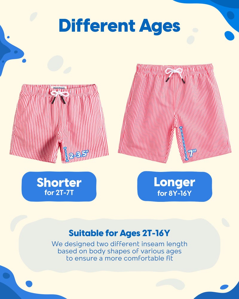 maamgic Boys Swim Trunks Toddler Swim Shorts Little Boys Bathing Suit Swimsuit Toddler Boy Swimwear,Stripe Redwhite,3 T - Image 5
